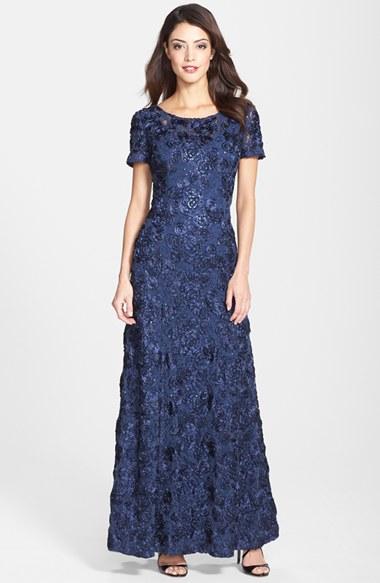 Women's Alex Evenings Embellished Lace Gown - Blue