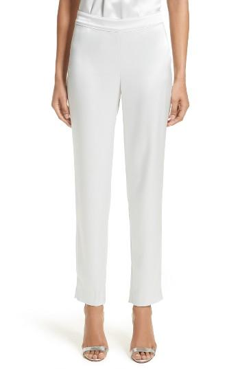 Women's St. John Collection Emma Liquid Satin Crop Pants - Grey