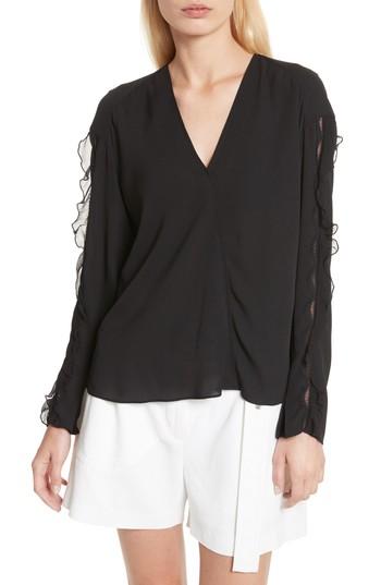 Women's 3.1 Phillip Lim Ruffle Sleeve Silk Blouse - Black
