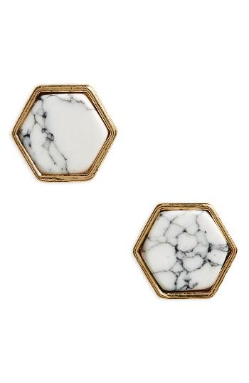 Women's Bp. Marbled Hexagon Stud Earrings