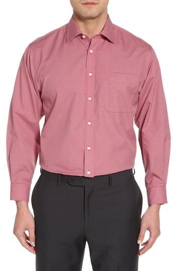 Men's Nordstrom Men's Shop Smartcare Classic Fit Check Dress Shirt 35 - Red
