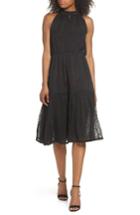 Women's Lenon Button Front Midi Dress - Black