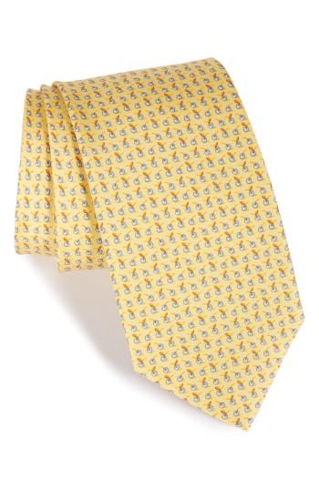 Men's Salvatore Ferragamo Fruit Silk Tie, Size - Yellow