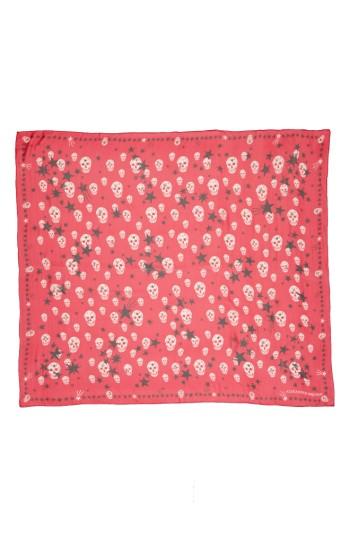 Women's Alexander Mcqueen Starlight Skull Silk Chiffon Scarf, Size - Red
