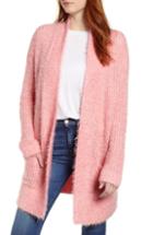Petite Women's Caslon Novelty Stitch Cardigan P - Pink