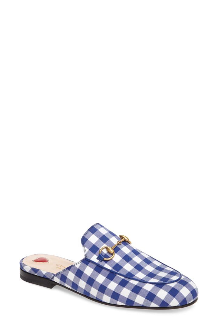 Women's Gucci Princetown Gingham Loafer Mule .5us / 36.5eu - Blue