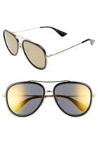 Men's Gucci 57mm Aivator Sunglasses - Gold