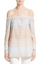 Women's Lafayette 148 New York Amy Stripe Cotton Off The Shoulder Blouse
