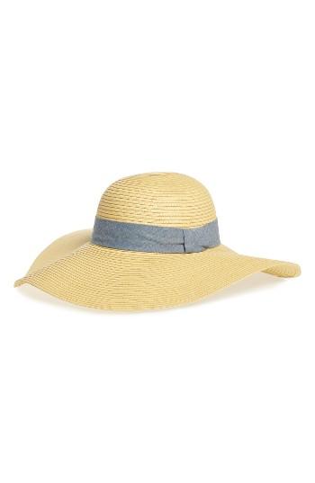 Women's Bp. Chambray Band Floppy Straw Hat - Beige
