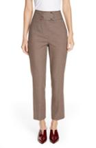 Women's Rebecca Taylor Houndstooth Check Stretch Cotton Blend Pants - Brown