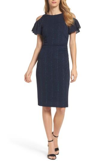 Women's Adrianna Papell Cold Shoulder Sheath Dress - Blue