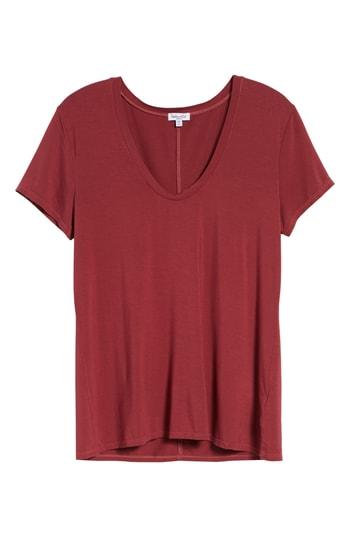 Women's Splendid Deep U-neck Tee, Size - Red