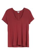 Women's Splendid Deep U-neck Tee, Size - Red
