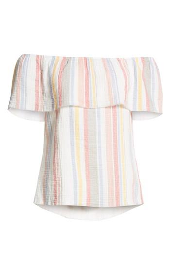 Women's Socialite Ruffle Off The Shoulder Top - White