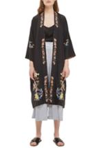 Women's Topshop Reversible Embroidered Kimono Us (fits Like 0) - Black