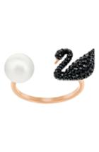 Women's Swarovski Iconic Crystal & Imitation Pearl Black Swan Ring