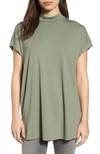 Women's Eileen Fisher Mock Neck Wedge Top, Size - Grey