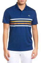 Men's Lacoste Sport Colored Bands Technical Pique Tennis Polo (l) - Blue