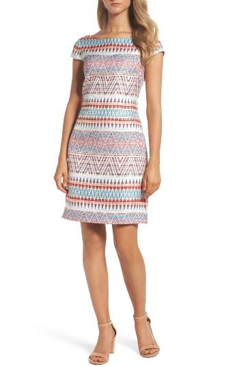 Petite Women's Vince Camuto Jacquard Sheath Dress P - Coral