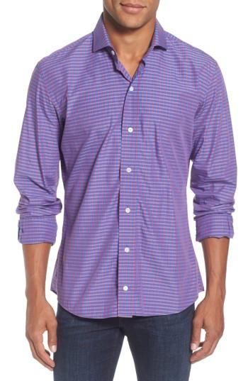 Men's Ledbury Alden Slim Fit Check Sport Shirt - Burgundy