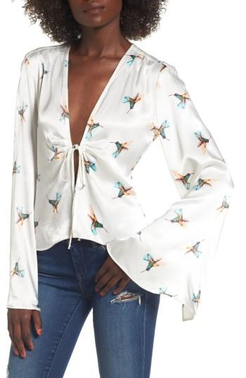 Women's Afrm Emma Tie Front Top - White
