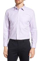 Men's Nordstrom Men's Shop Trim Fit No-iron Stripe Dress Shirt 32/33 - Purple