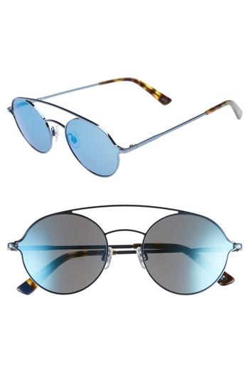 Women's Web 56mm Round Aviator Sunglasses - Shiny Blue/ Blue Mirror