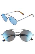 Women's Web 56mm Round Aviator Sunglasses - Shiny Blue/ Blue Mirror