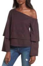Women's Storee Asymmetric Ruffle Sleeve Top - Purple