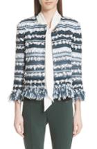 Women's St. John Collection Lofty Flagged Stripe Knit Jacket, Size - Blue