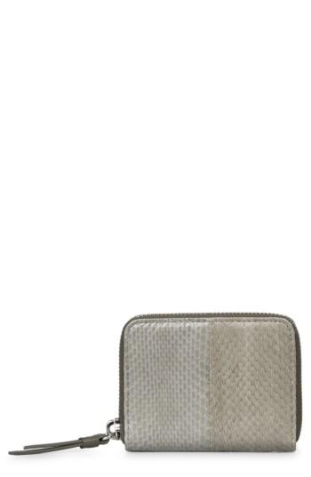 Women's Allsaints Ikuya Leather & Genuine Snakeskin Wallet - Grey