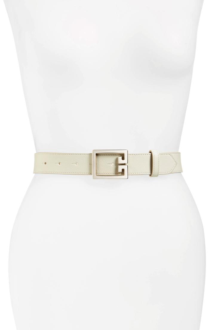 Women's Givenchy 2g Leather Belt - White