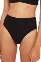 Women's Topshop High Waist Wide Rib Bikini Bottoms Us (fits Like 2-4) - Black