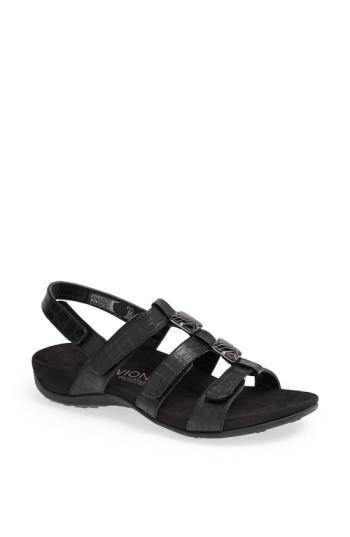 Women's Vionic With Orthaheel 'amber' Adjustable Sandal M - Black