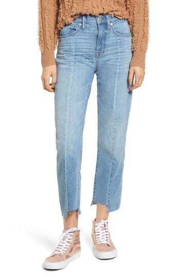 Women's Madewell Cruiser Pieced High Waist Straight Leg Jeans - Blue