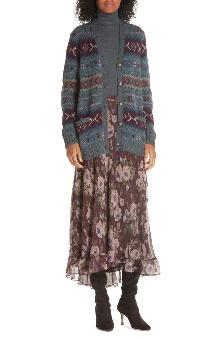 Women's Polo Ralph Lauren Alina Midi Silk Wrap Skirt - Burgundy