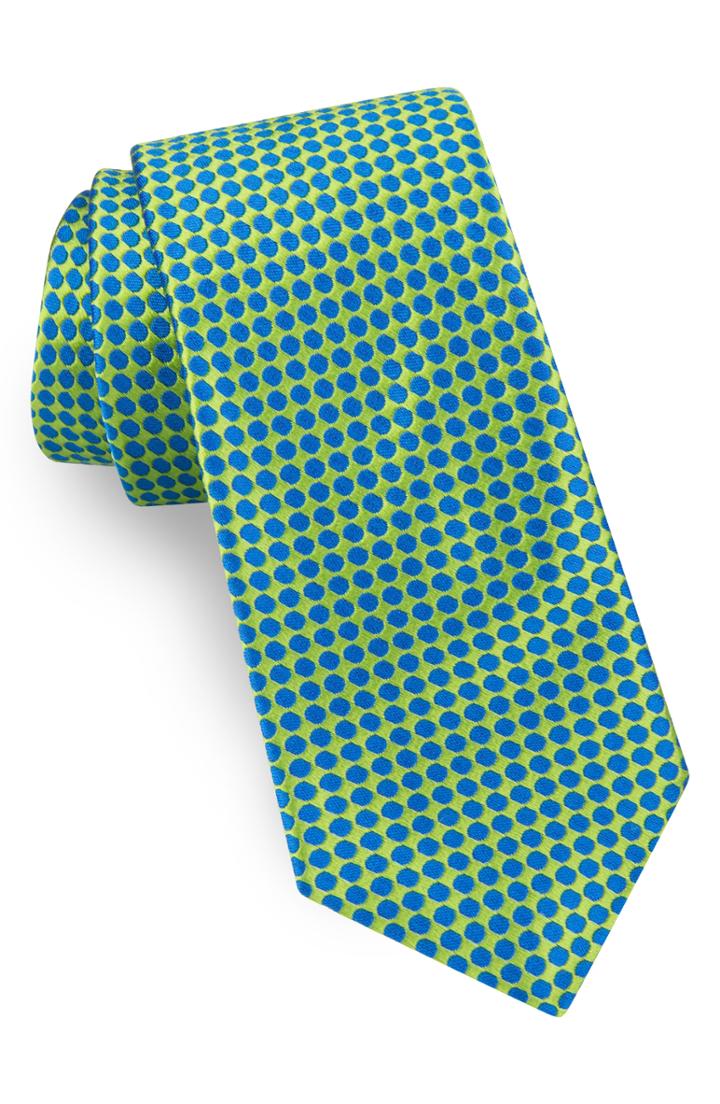 Men's Ted Baker London Geometric Dot Silk Tie, Size - Green
