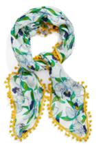 Women's Tory Burch Pompom Trim Square Scarf