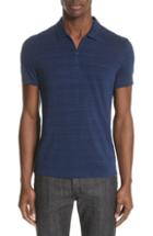 Men's John Varvatos Collection Stripe Zip Polo Shirt - Blue