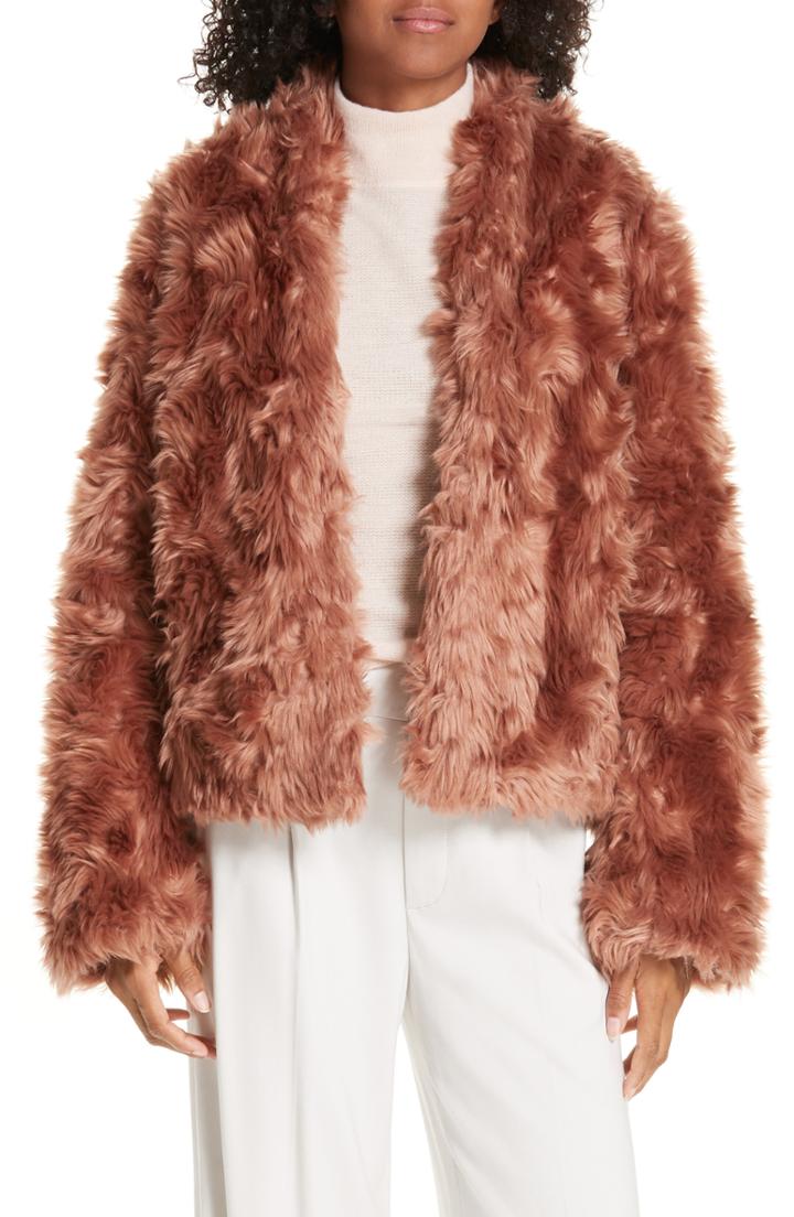 Women's Vince Plush Faux Fur Jacket - Orange