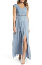 Women's Adrianna Papell Shirred Chiffon Gown - Blue