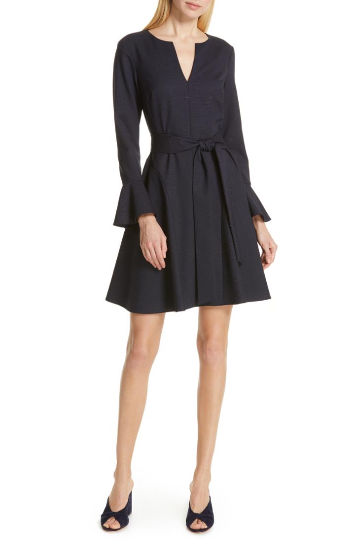 Women's Club Monaco Kasca Ruffle Sleeve Fit & Flare Dress - Blue