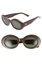 Women's Balenciaga 51mm Oval Sunglasses - Shiny Dark Brown/ Green