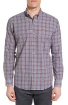 Men's Maker & Company Tailored Fit Plaid Sport Shirt, Size - Red