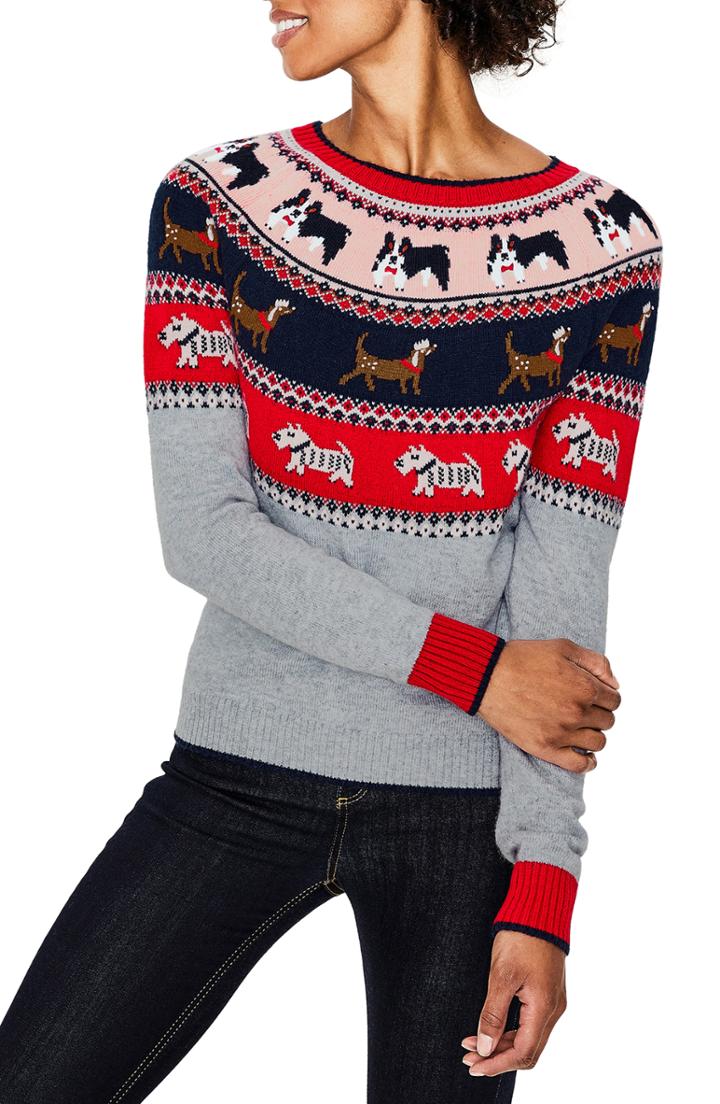 Women's Boden Holiday Fair Isle Sweater - Blue