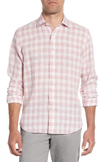 Men's Culturata Trim Fit Plaid Linen Sport Shirt - Red