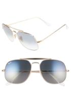 Women's Ray-ban 57mm Gradient Lens Square Aviator Sunglasses - Gold/ Blue