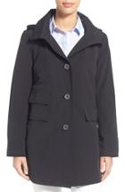 Women's Ellen Tracy A-line Sailcloth Coat With Detachable Hood - Black