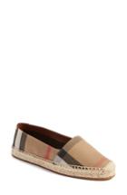Women's Burberry Check Print Espadrille Flat Us / 35eu - Brown