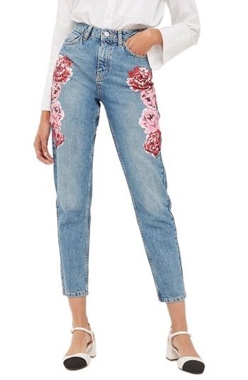 Women's Topshop Peony Print Crop Mom Jeans
